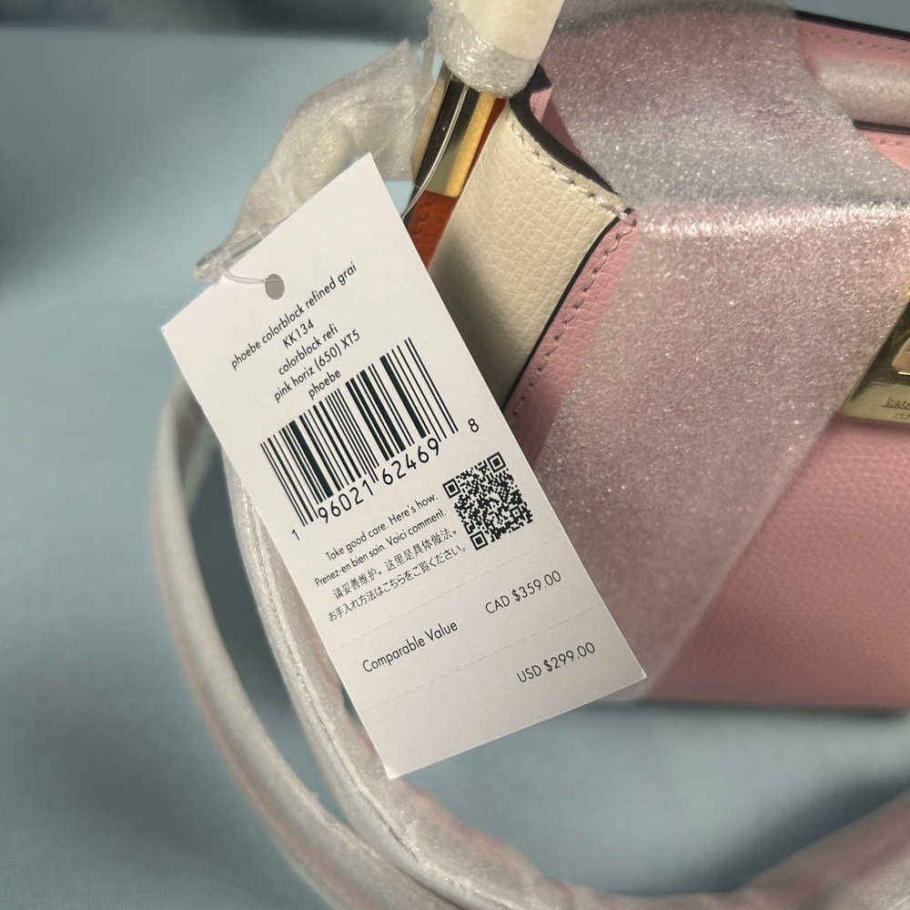 Kate Spade Pink and White Handbag with Gold Accents - Picture 3 of 7